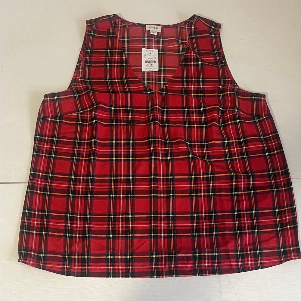 J.Crew Plaid Sleeveless Top Women’s Medium NWT
